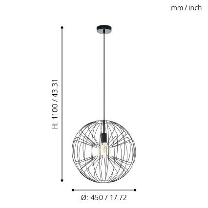 Eglo - Lestenec na vrvici 1xE27/60W/230V