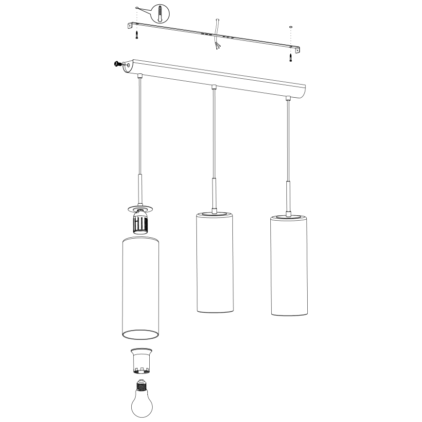 Eglo - Lestenec na vrvici 3xE27/15W/230V