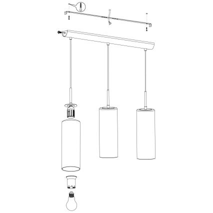 Eglo - Lestenec na vrvici 3xE27/15W/230V