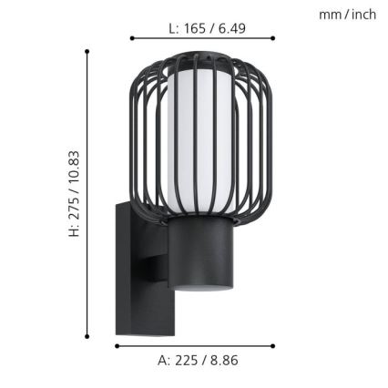 Eglo - Zunanja stenska svetilka 1xE27/28W/230V IP44