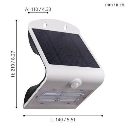 Eglo - Solarna svetilka s senzorjem LED/3,2W/3,7V 2000 mAh IP54