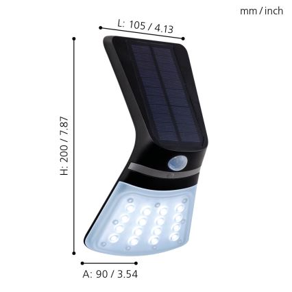 Eglo - Solarna svetilka s senzorjem LED/2W/3,7V 1200 mAh IP44