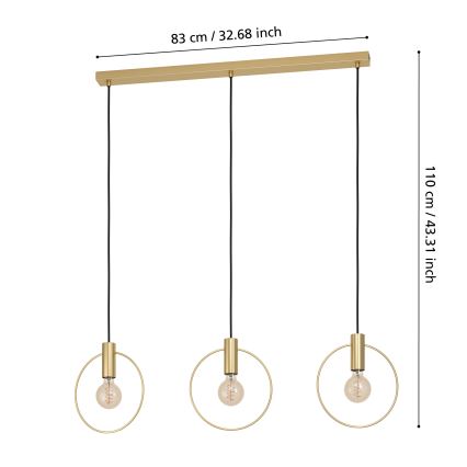 Eglo - Lestenec na vrvici 3xE27/40W/230V