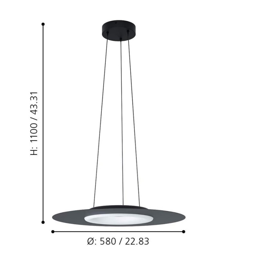 Eglo - LED RGB Zatemnitveni lestenec na vrvici COMPO ROSSO-C LED/16W/230V