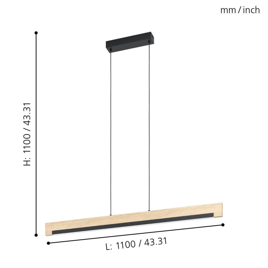 Eglo - LED Zatemnitveni lestenec na vrvici LED/25,5W/230V