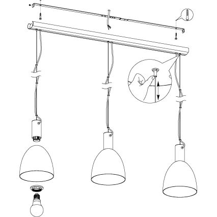 Eglo - Lestenec na vrvici 3xE27/40W/230V