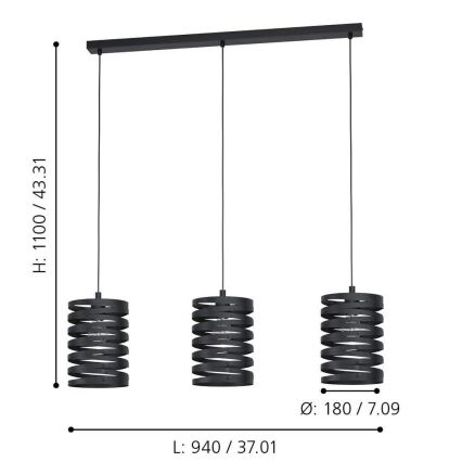 Eglo - Lestenec na vrvici 3xE27/40W/230V