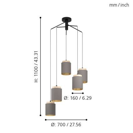 Eglo 99447 - Lestenec na kablu ALBARIZA 5xE27/40W/230V pajek
