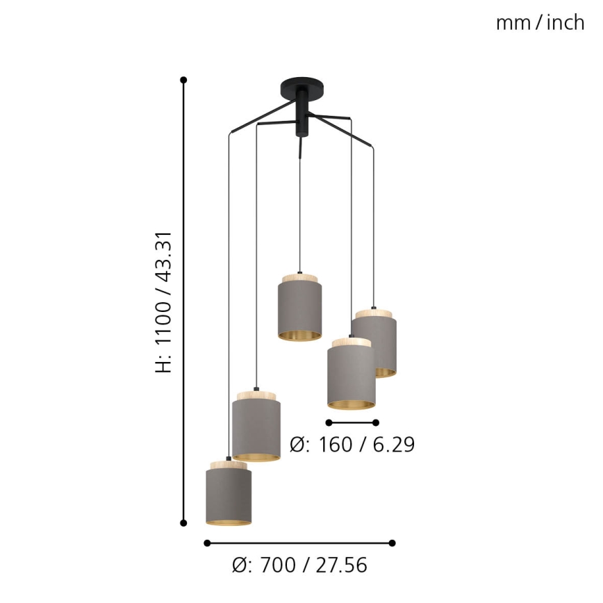 Eglo 99447 - Lestenec na kablu ALBARIZA 5xE27/40W/230V pajek