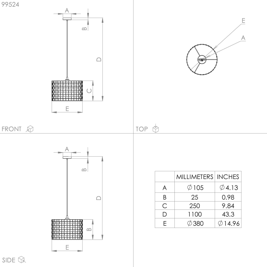 Eglo - Lestenec na vrvici 1xE27/40W/230V pr. 38 cm