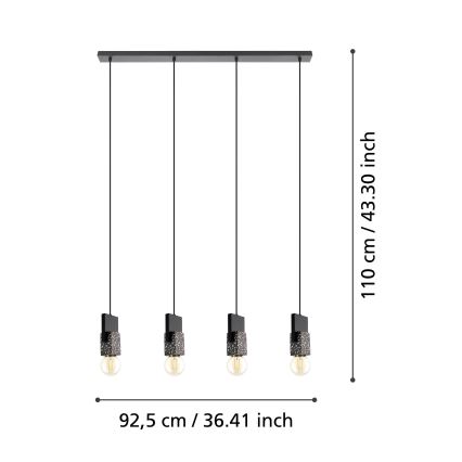 Eglo - Lestenec na vrvici 4xE27/40W/230V