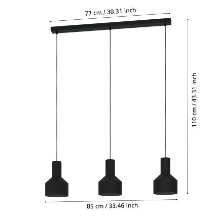 Eglo - Lestenec na vrvici 3xE27/40W/230V