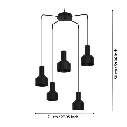 Eglo - Lestenec na vrvici 5xE27/40W/230V