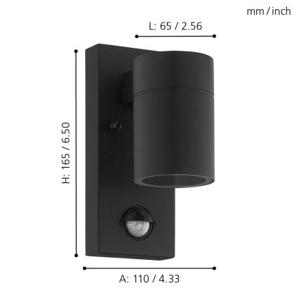 Eglo - LED Zunanja stenska svetilka s senzorjem 1xGU10/3W/230V IP44