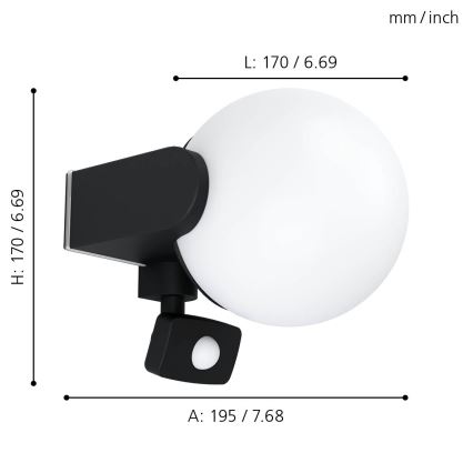 Eglo - Zunanja stenska svetilka s senzorjem 1xE27/15W/230V IP44