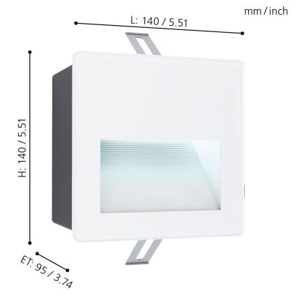 Eglo - LED Zunanja vgradna svetilka LED/3,7W/230V IP65 bela