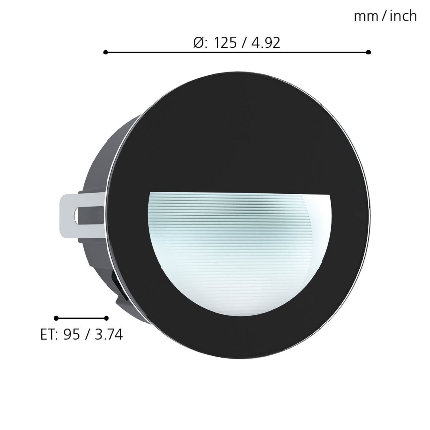 Eglo - LED Zunanja vgradna svetilka LED/2,5W/230V IP65 črna