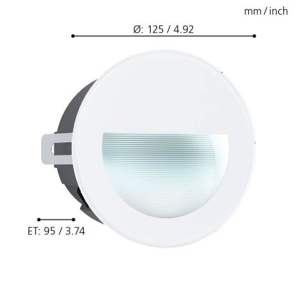 Eglo - LED Zunanja vgradna svetilka LED/2,5W/230V IP65 bela