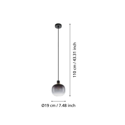 Eglo - Lestenec na vrvici 1xE27/40W/230V siva