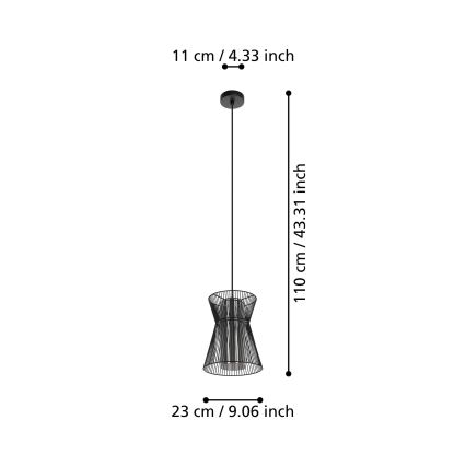 Eglo - Lestenec na vrvici 1xE27/40W/230V črn