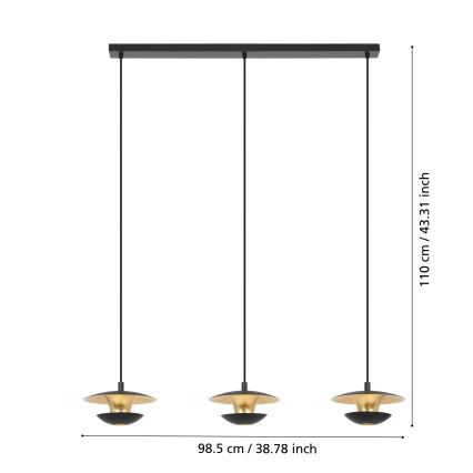 Eglo - LED Lestenec na vrvici 3xGU10/4,5W/230V