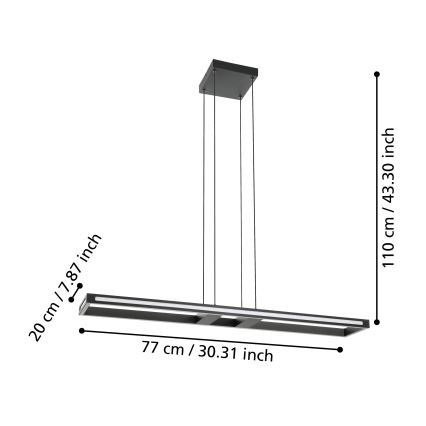 Eglo - LED Zatemnitveni lestenec na vrvici LED/33W/230V 2700-6500K