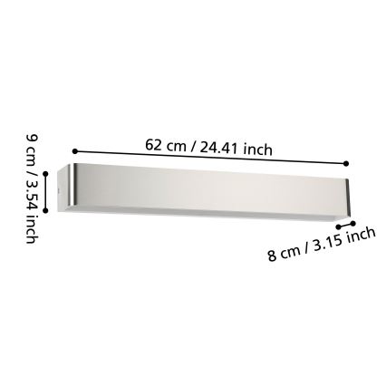 Eglo - LED Kopalniška stenska svetilka LED/26,5W/230V 3000K IP44 mat krom