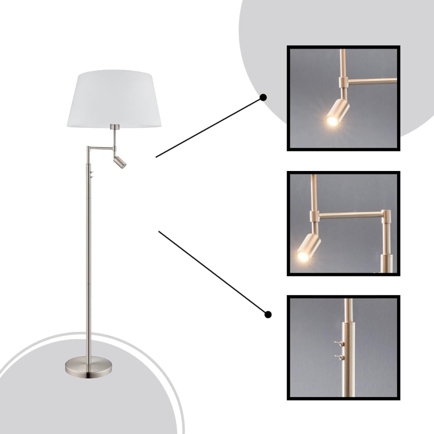 Eglo/Edi Light - LED Talna svetilka SANTANDER 1xE27/11W/230V + LED/2,3W mat krom