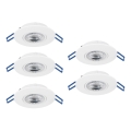 Eglo - Komplet 5x LED vgradnih stropnih svetilk LED/4,9W/230V 2700/4000/6500K, premer 9 cm, bela