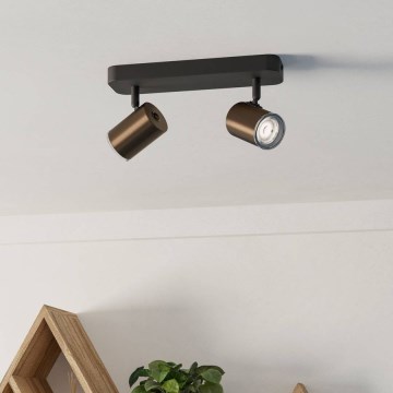 Eglo - Kopalniško točkovno svetilo 2xGU10/5W/230V IP44 črno/rjavo