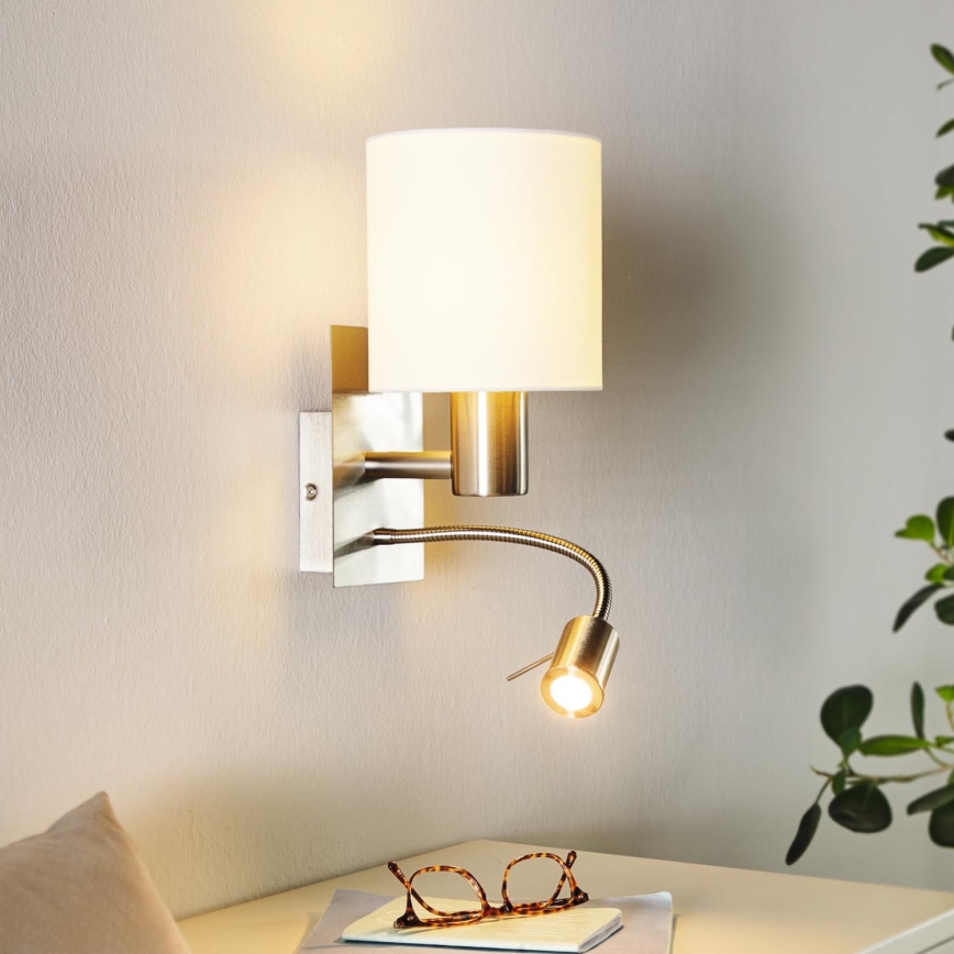 Eglo - LED Fleksibilna svetilka 1xE27/40W+LED/3,8W bela