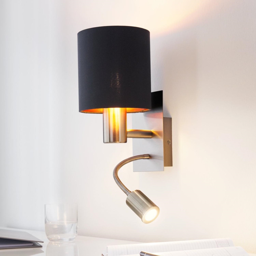 Eglo - LED Fleksibilna svetilka 1xE27/40W+LED/3,8W črna