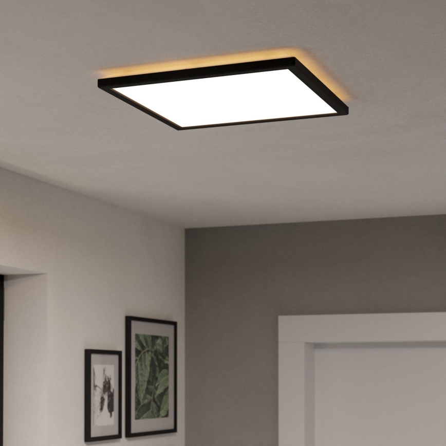 Eglo - LED Kopalniška zatemnitvena stropna svetilka LED/17,6W/230V 2700-6500K 39x39 cm IP44 črna + Daljinski upravljalnik