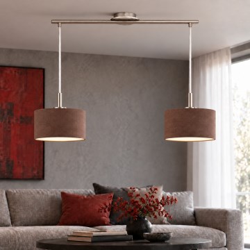 Eglo - LED lestenec na kablu TUNJA 2xE27/60W/230V matni krom/rjava