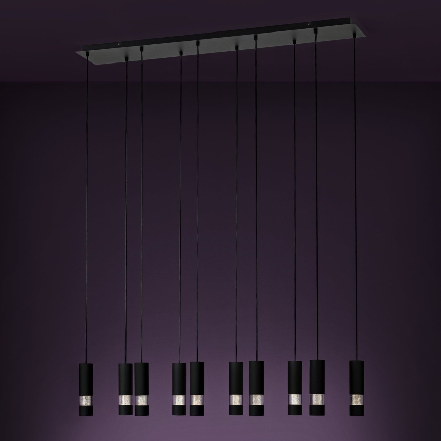 Eglo - LED Lestenec na vrvici 10xGU10/4,6W/230V črna