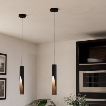 Eglo - LED Lestenec na vrvici 1xGU10/4,5W/230V 3000K črna/rjava