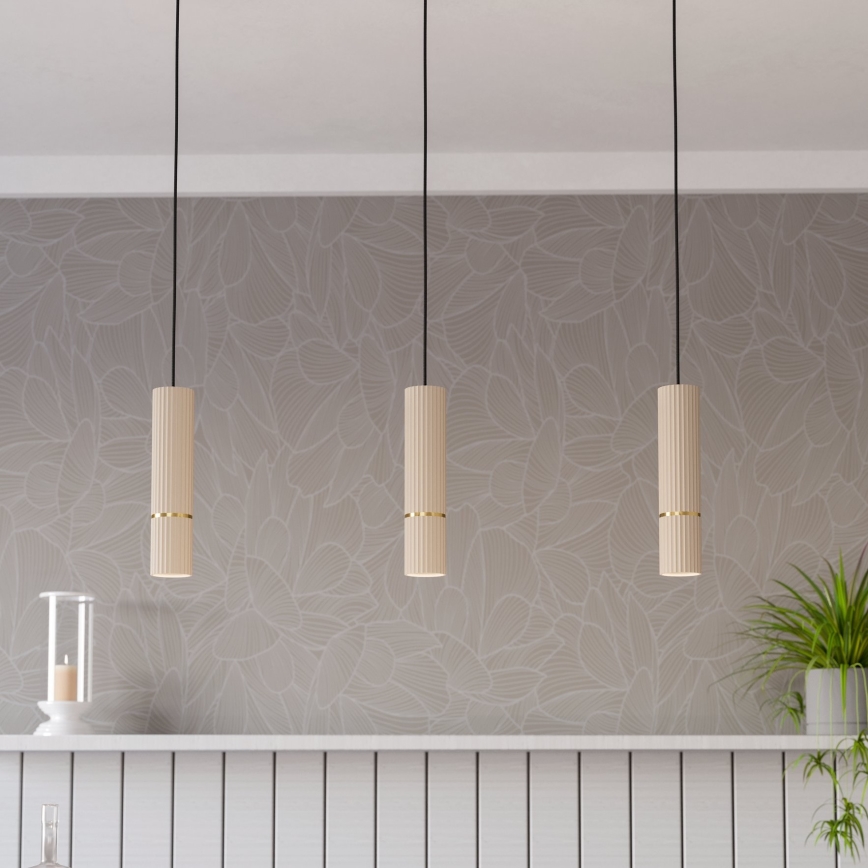 Eglo - LED Lestenec na vrvici 3xGU10/5W/230V 3000K bež