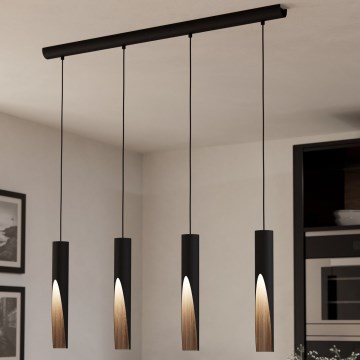 Eglo - LED Lestenec na vrvici 4xGU10/4,5W/230V 3000K črna/rjava