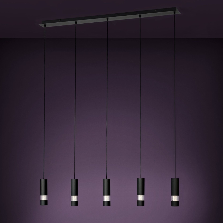 Eglo - LED Lestenec na vrvici 5xGU10/4,6W/230V črna