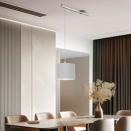 Eglo - LED  Lestenec na vrvici CALCENA 1xE27/60W/230V mat krom/bela