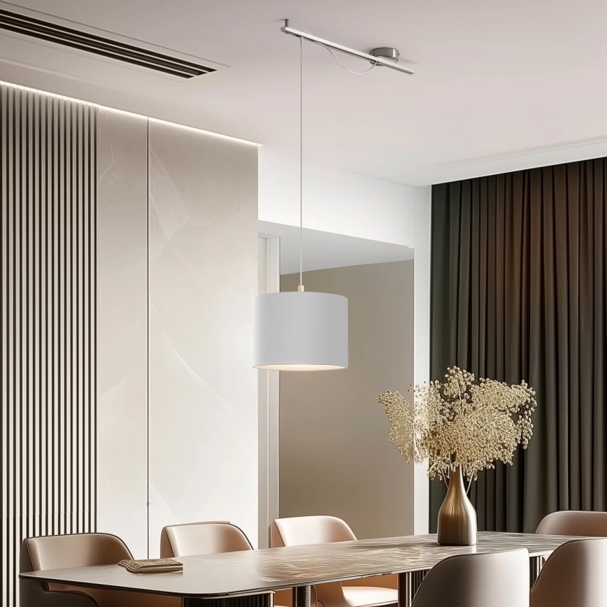Eglo - LED  Lestenec na vrvici CALCENA 1xE27/60W/230V mat krom/bela