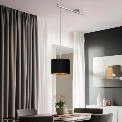 Eglo - LED Lestenec na vrvici CALCENA 1xE27/60W/230V krom/črna