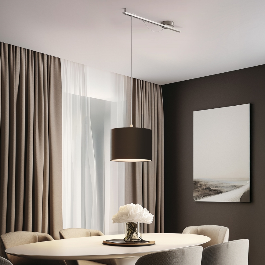 Eglo - LED Lestenec na vrvici CALCENA 1xE27/60W/230V krom/rjava