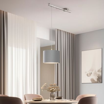 Eglo - LED Lestenec na vrvici CALCENA 1xE27/60W/230V krom/siva