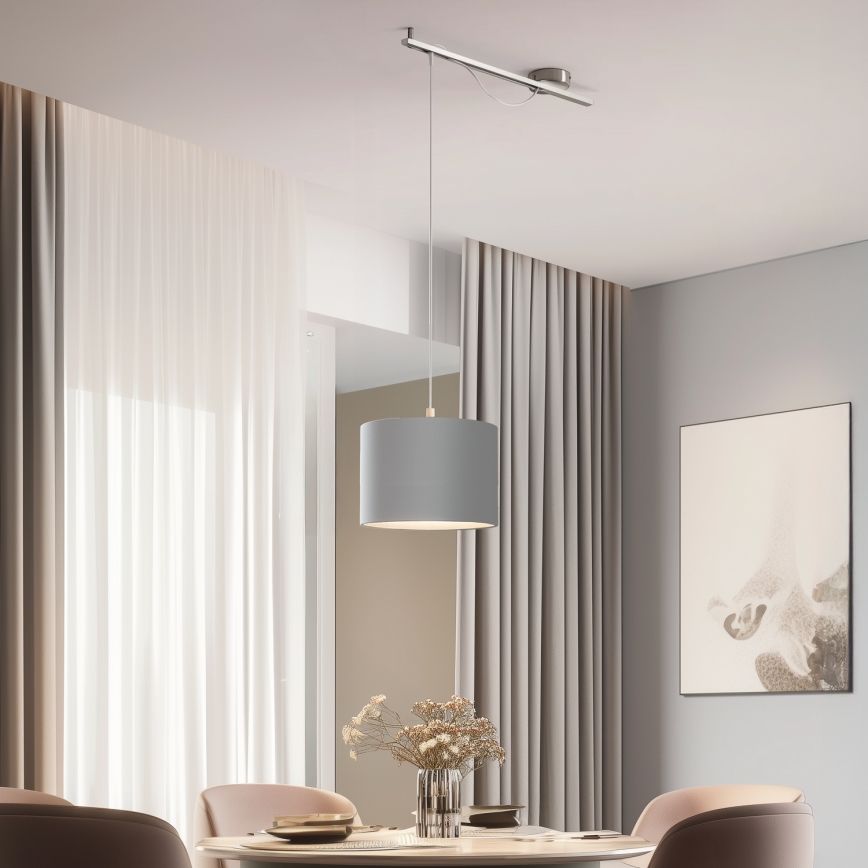 Eglo - LED Lestenec na vrvici CALCENA 1xE27/60W/230V krom/siva
