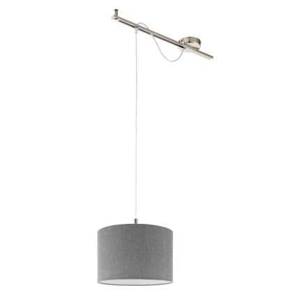 Eglo - LED Lestenec na vrvici CALCENA 1xE27/60W/230V krom/siva