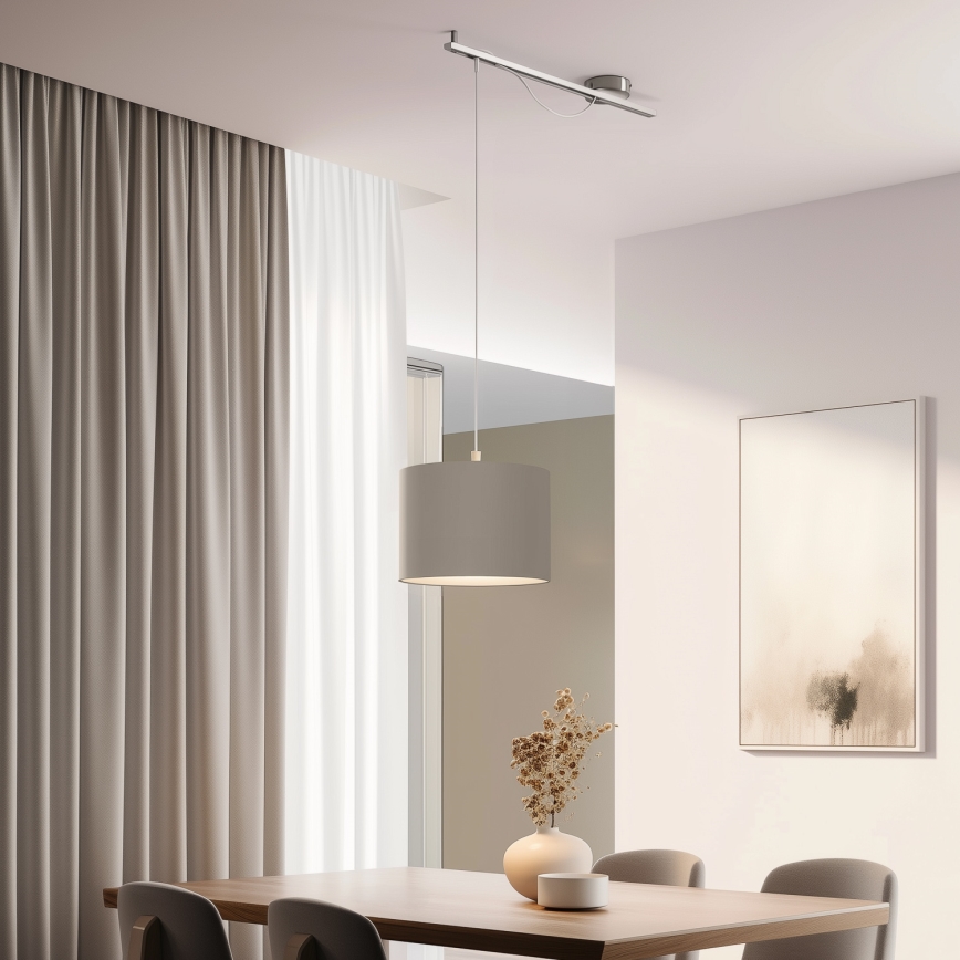 Eglo - LED Lestenec na vrvici CALCENA 1xE27/60W/230V krom/taupe