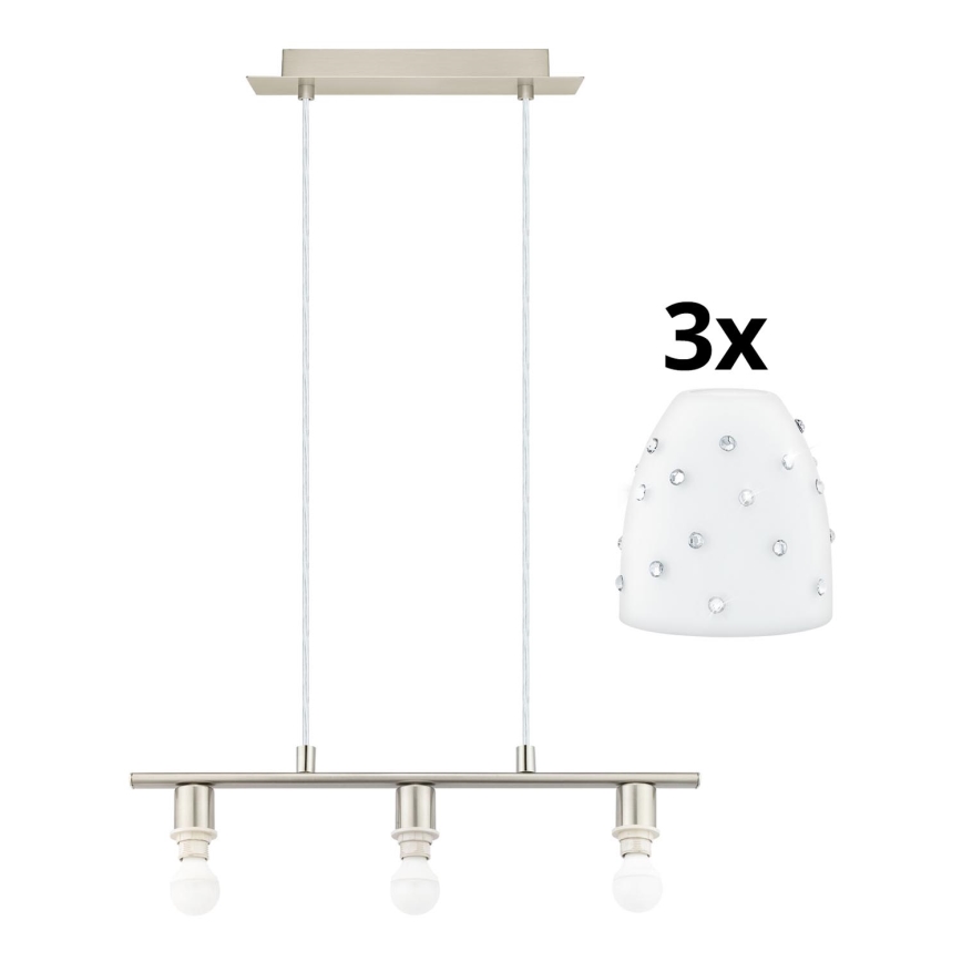 Eglo - LED Lestenec na vrvici MY CHOICE 3xE14/4W/230V mat krom/bela