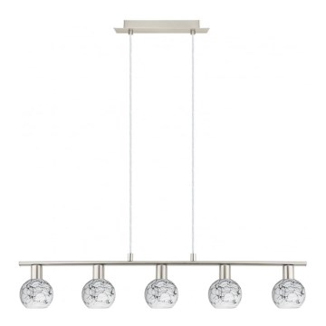 Eglo - LED Lestenec na vrvici MY CHOICE 5xE14/4W/230V mat krom/bela/črna