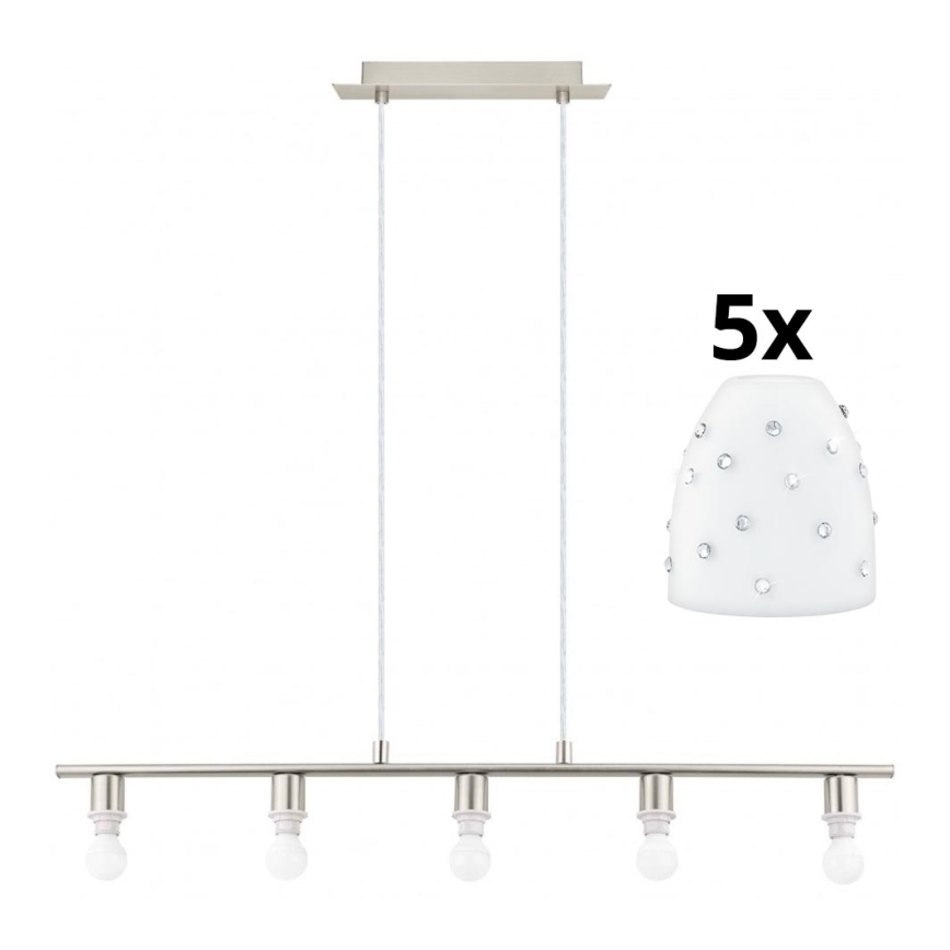 Eglo - LED Lestenec na vrvici MY CHOICE 5xE14/4W/230V mat krom/bela